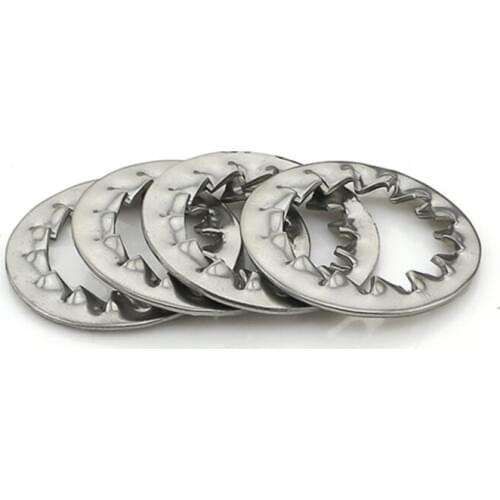 100Pcs DIN6798J M3 M4 M5 M6 M8 M10 304 Stainless Steel Washers Internal Toothed Gasket Washer Serrated Lock Washer Gasket Ring
