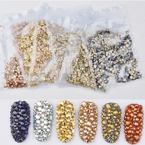 1440pc/bag Nail Micro Crystal Rhinestone SS20 SS16 SS12 Jewelry Gems Rhinestone Mixed 5mm 4mm 3mm Nail Art Rhinestone Decoration