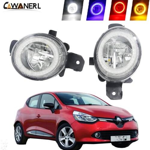 2 Pieces LED Angel Eye Fog Light For Renault Clio 3/III 2005-2014 Car Front Fog Lamp Daytime Running Light DRL 4000LM 12V