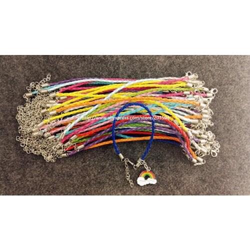 2016 New Fashion Jewelry Bracelets 50pcs Mixed Braid Leather Rope Bracelets DIY Leather Bracelets For women 20cm