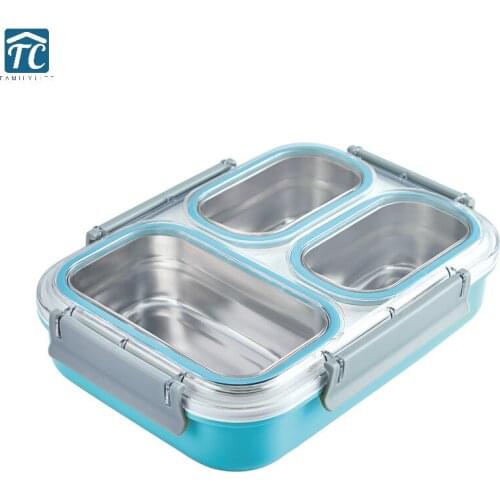 304 Stainless Steel Grid Large Capacity Insulated Lunch Box Insulation Non-slip Anti-scalding Student Adult Portable Picnic