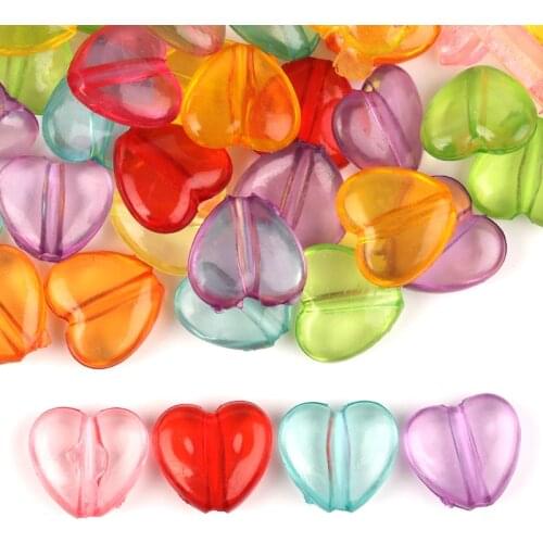 50pcs/Lot Mixed Acrylic Heart Spaced Beads Hair Ring For Jewelry Making DIY for Kids Woman Puzzle Handmade Charms Bracelet