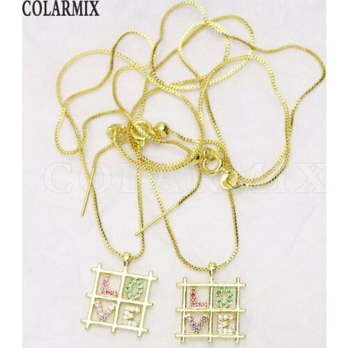 8Pcs Love pendant Necklace Love Zircon Pendant Jewelry Gift jewelry Pendant Necklace Slim box chain Jewelry necklace 8386