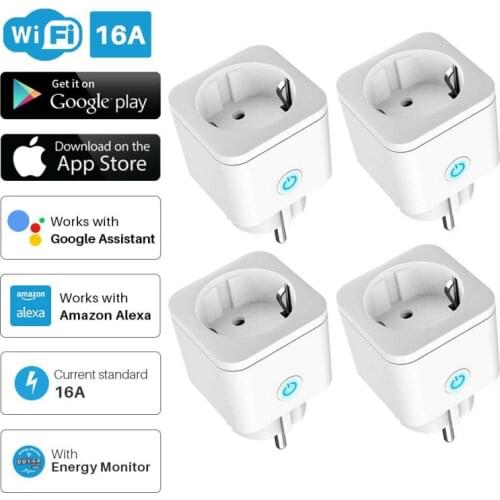 WiFi Plug Adaptor 16A Remote Voice Control Power Monitor Socket Outlet Timing Function Smart Life Work With Alexa Google Home