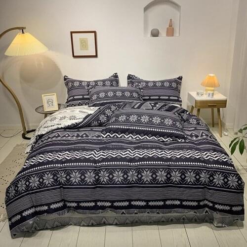 Bohemia Stripe Bedding Set Ethnic 100% Cotton Size Queen King 220x240 Duvet Cover Set Bed Linen Bed Cover Bedclothes For Home