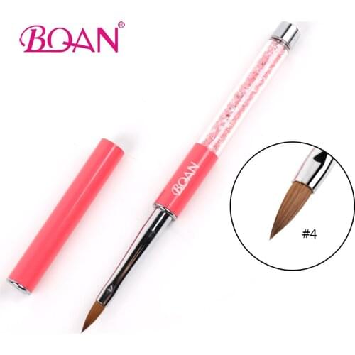 BQAN 1 Pc Pure Kolinsky Sable Hair Nail Sculpture 3D Brush 4# Rhinestone Handle Nail Art Painting Pen Brush Manicure Tool