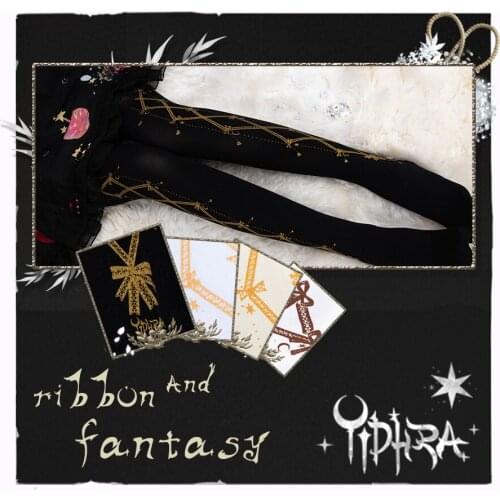 Ribbon And Fantasy Printing Thigh High Socks Anime Soft Girl Over Knee Stocking Cosplay Harajuku Womens Knee High Socks Autumn