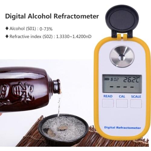 DR403 Digital Display Liquor Alcohol Detector Ethanol Densitometer Oenometer 0-80% Alcohol Meter Refractometer