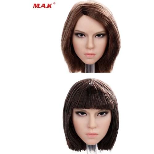 CT019 1/6 scale Female Agent Head Carving Short Dark Hair Head Sculpt Colorful Hair For 12 Inch Female Body In Stock