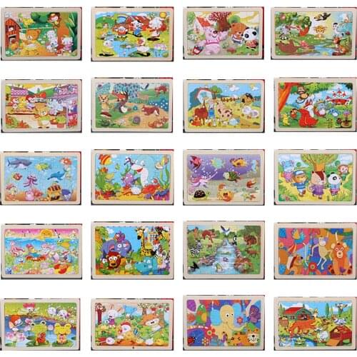 High quality 22.5 * 15 cm wooden large 24 cartoon animal baby puzzle children wooden educational toys girl boy