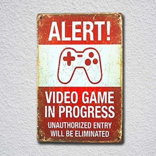Dingleiever DL-Funny Vintage Alert Video Games Tin Sign Metal Sign Metal Poster Metal Decor Metal Painting Wall Sticker