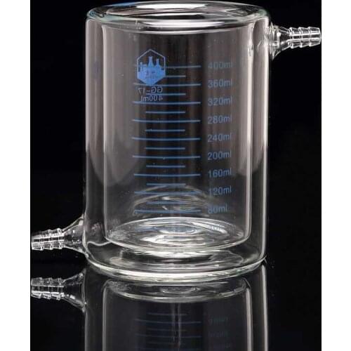 Double-layer beaker 400ml glass jacketed beaker photocatalytic reactor high borosilicate glass