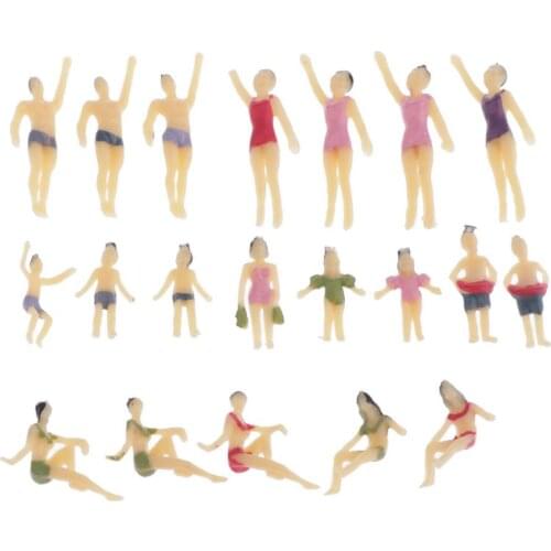 20pcs Beach Theme Painted Model Train People Figures 1:100 Scale HO N TT