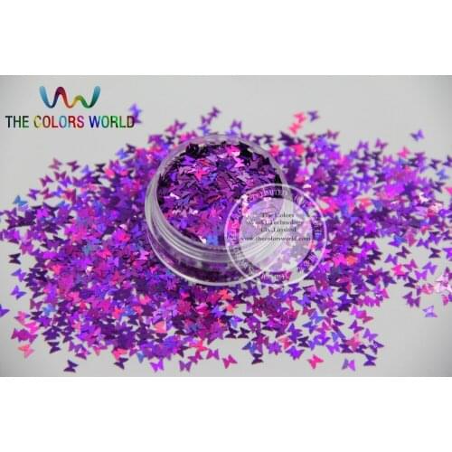 L-8 Size 3 mm laser holographic Purple color Glitter paillette butterfly shape spangle for DIY supplies1pack=50g