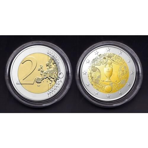 France 2 Euro 2016 Football Game 100% Real Genuine Original Coin Comemorative Coin Collection Rare Unc 1pcs coin