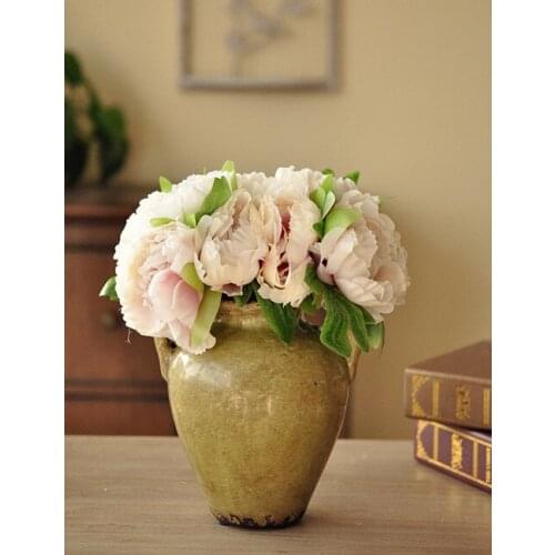 Coffee table simulation flower artificial flower floral suit three spur new camellia + green vase over the United States recomme