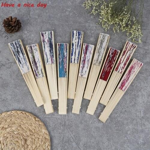 Chinese Japanese Style Silk Fan Folding Fan Wedding Art Gifts Dance Hand Fan Vintage Bamboo Folding Hand Held Flower Fans