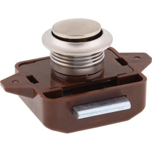 Brown Cupboard Drawer Push Button Door Lock Press Close Latch Catch Campervan
