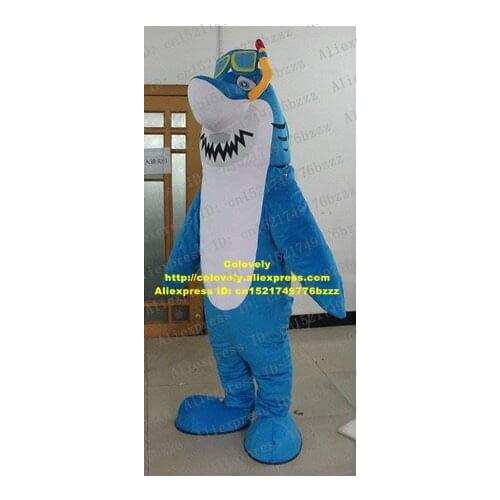 Cool Blue Shark Killer Whale Selachimorpha Grampus Orcinus Orca Mascot Costume With White Tripe Blue Eyes No.4519 Free Ship