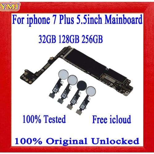Full unlocked for iphone 7 Plus 5.5inch Motherboard 32GB 128GB 256GB 100% Original free iCloud Logic board with/no Touch ID