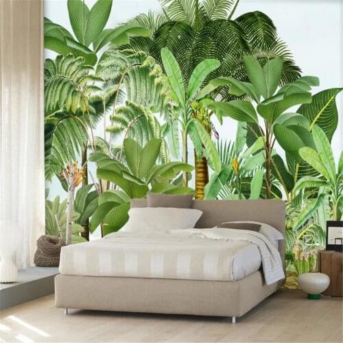 Milofi custom 3D printing mural green plants tropical rainforest bedroom living room home decoration background wall