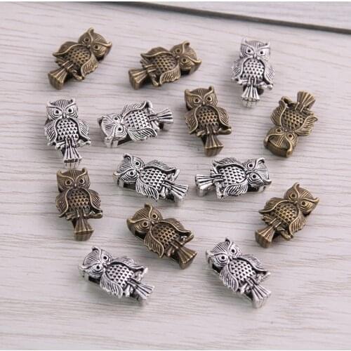 SWEET BELL 40pcs Two Color Owl Wheel Spacers Adapters Slider Spacer Jewelry Material Spacers For Jewelry Making For 10mm Cord
