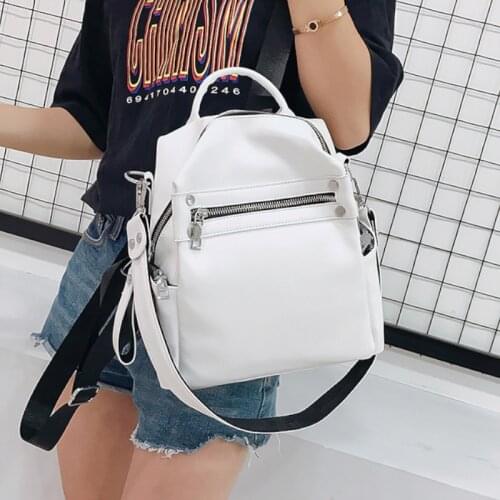 Fashion Women Soft Leather Small Backpack Designers Brand Multifunction Solid School Bags for Teenage Girls Mochila Feminina Sac