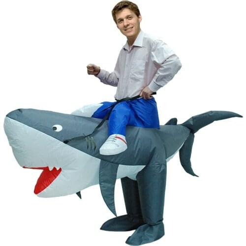 2020 Adult Inflatable Shark Costume Halloween Purim Party Carnival Cosplay Air Blown Outfit Animal Mascot Fancy Dress Suit