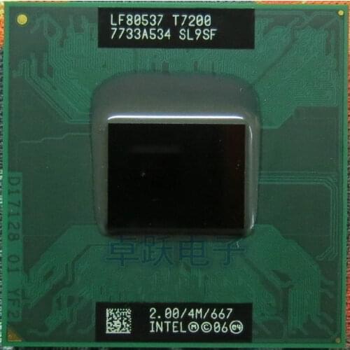 Original for intel planform CPU laptop Core 2 Duo T7200 4M Socket 479 Cache/2.0GHz/667/Dual-Core Laptop processor support 945