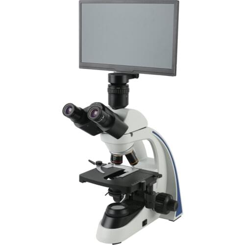 40X-1000X 64X-1600X 80X-2000X Lab Professional Trinocular Biological Microscope HD 1080P 11.6" LCD AIO Video Microscope Camera