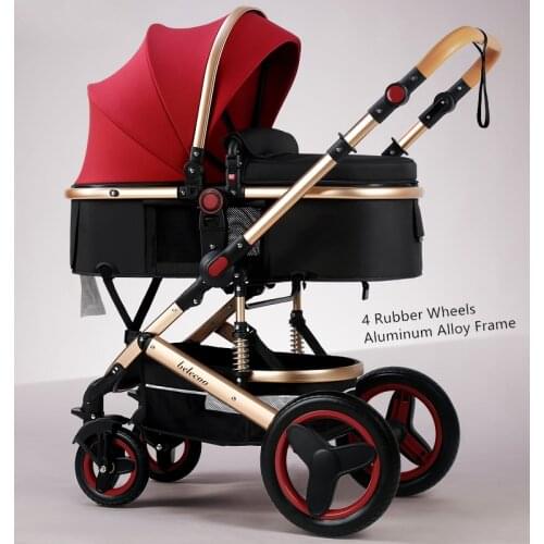 Belecoo Lightweight Luxury Baby Stroller 3 in 1 Portable High Landscape Reversible Stroller Hot Mom Pink Stroller Travel Pram