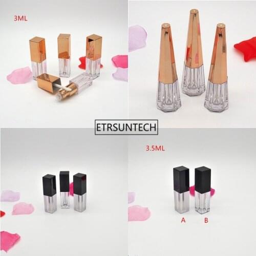 Luxury Sexy Lip Gloss Tube Case 3ml 3.5ml Make up Transparent Plastic Cosmetic Packaging Containers F2163