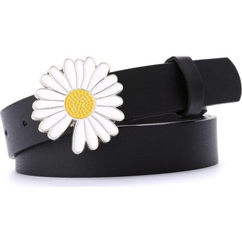 New net Red Daisy Flower decoration belt female student fashion dress jeans womens thin belt