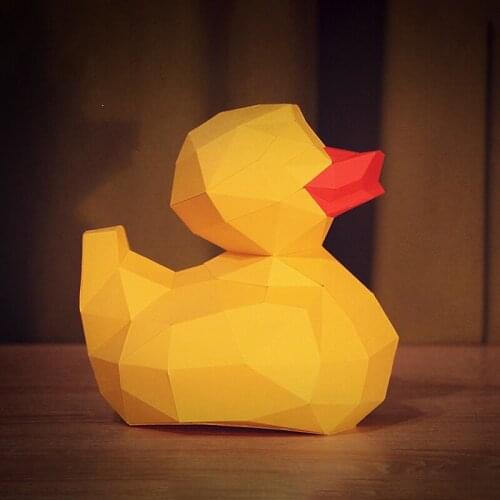 Rubber Yellow Duck 3D Paper Model DIY Papercraft Photography Props Childrens Handmade Educational Toys Puzzle Jigsaw Decoration