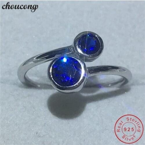 Choucong Luxury Sizeable 100% Real Soild 925 sterling Silver ring Blue AAAAA Zircon Engagement Wedding Band Rings For Women men