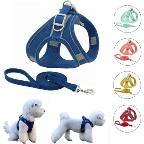 Dog Harness Vest Small Medium Dogs Cats Adjustable Vest With Walking Lead Leash With Reflective Strap for Chihuahua Dog Supplies