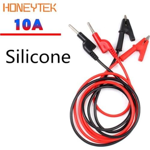 10A Silicone one Clip plug 1M Alligator Cilp to AV Banana Plug Test Cable Lead Connector Dual Tester Probe 35mm Crocodile Clip
