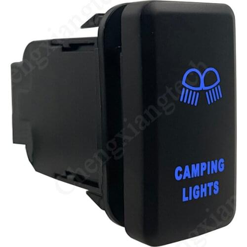 Blue LED Car Push Button Switch Camping Lights For Toyota Prado Landcruiser Hilux FJ Cruiser ON OFF Switch + Wire 12 Volt 3Amp
