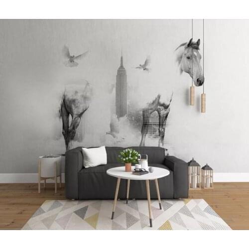 Modern Abstract Horse Wallpaper Creative Wall Mural for Bedroom Living Room TV Background Animal Wall Paper Rolls Custom