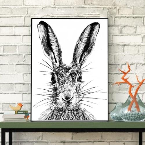 Modern Home Decor Charcoal Strokes Hare Canvas Painting Fashion Wall Picture For Living Room Poster And Print Nordic Wall Art