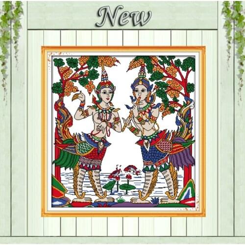 Thailand dance carp Lotus pond diy painting counted printed on canvas DMC 11CT 14CT kits Cross Stitch embroidery needlework Sets