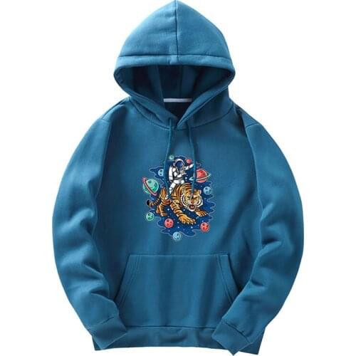 Astronaut Tiger Print Oversized Hoodie Men 2021 Autumn Winter Fleece Hoodies Sweatshirts Men Couple Harajuku Casual Pullover 3xl