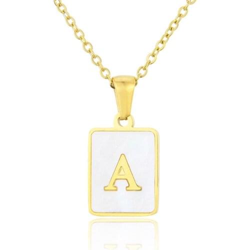 Spring Summer Style Necklace A To Z In Stock Wholesale Titanium Steel Materia rectangle style