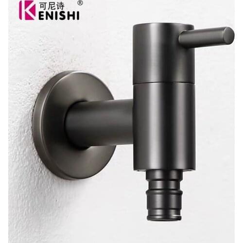 High Quality Outdoor Garden Faucet Tap Washing Machine Faucet Brass Kitchen Bathroom Sink Tap Mop Pool Water Taps Gun Grey color