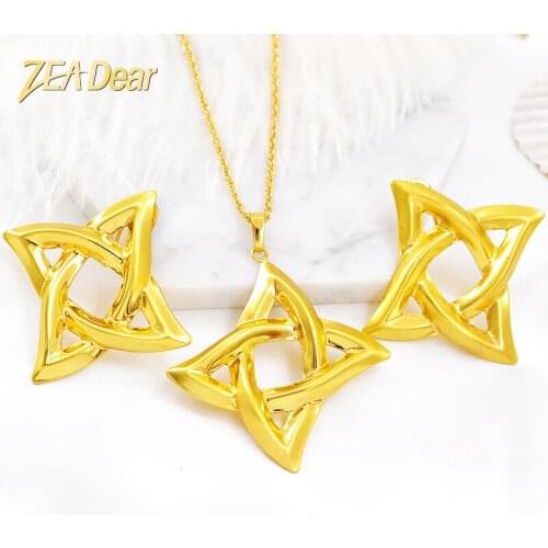 ZEA Dear Jewelry Trendy Big Star Jewelry Sets Clip Earrings Pendant Necklace For Women Girls For Party Statement Fashion Jewelry