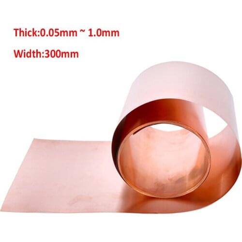0.3/0.5/1Meter Copper Sheet Cooper Flat Cooper Disc Metal Sheet Foil Plate Thick 0.05/0.1/0.2/0.3/0.4/0.5-1mm Width 300mm