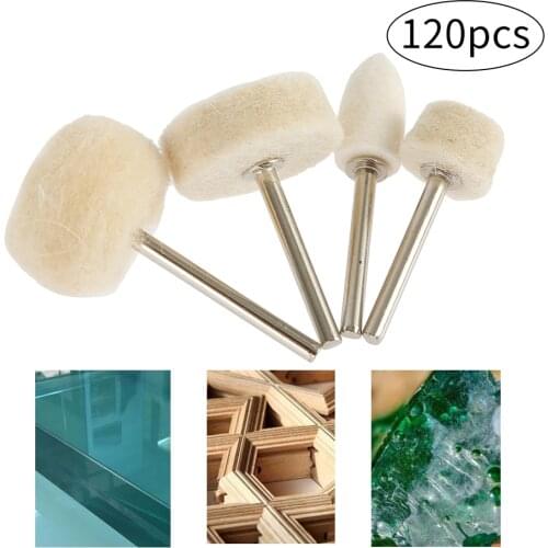 120Pcs Wool Felt Polishing Buffing Round Wheel Grinding Pad Shank for Dremel Rotary Tool Accessories Polishing Buffing Wheel
