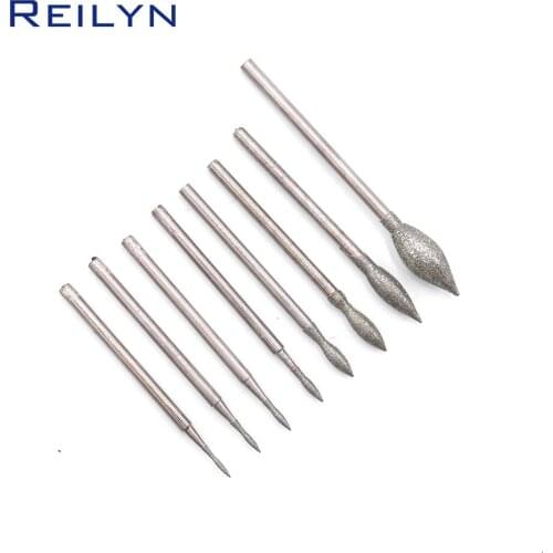 2.35mm shank Fine grade candle light bits bulb Diamond abrasive bits teeth grinding burr abrasives for jade stone polishing