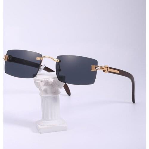 2021 Square Rimless Sunglasses Women Luxury Brand Fashion Male Men Shades Sun Glasses Eyewear Trending Oculos De Sol Gafas