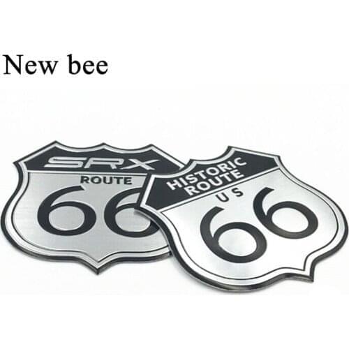 Newbee Car Styling 3D Sticker Motorcycle Decal US HISTORIC ROUTE 66 ROAD Sign Emblem Badge SRX Logo For Cadillac Toyota Ford